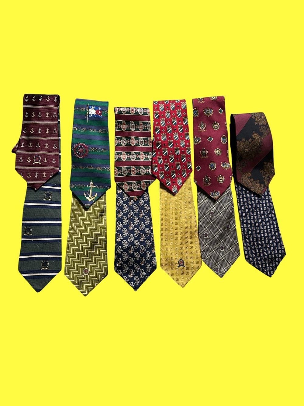 Vintage 90s Tommy Hilfiger Silk Ties Lot Of 12 Multicolor Classic Preppy